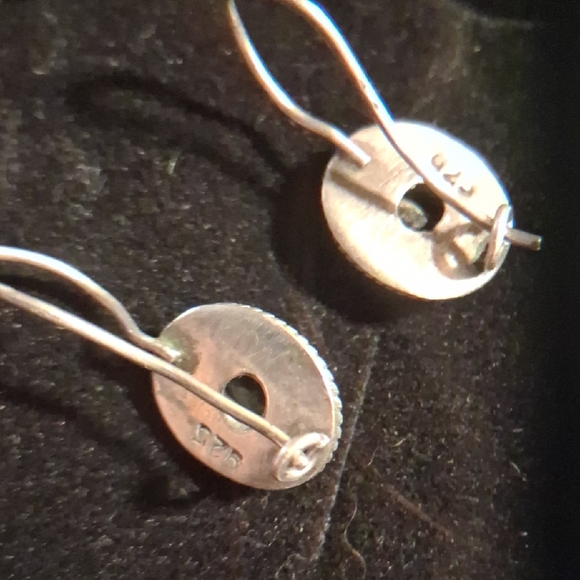 Aqua Green Oval Sterling Silver 925 Drop Earrings. - Picture 5 of 5